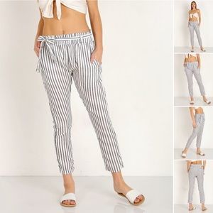 9Seed Leo Carrillo Paper Bag Pants Casablanca Small Stripped Cotton resortwear